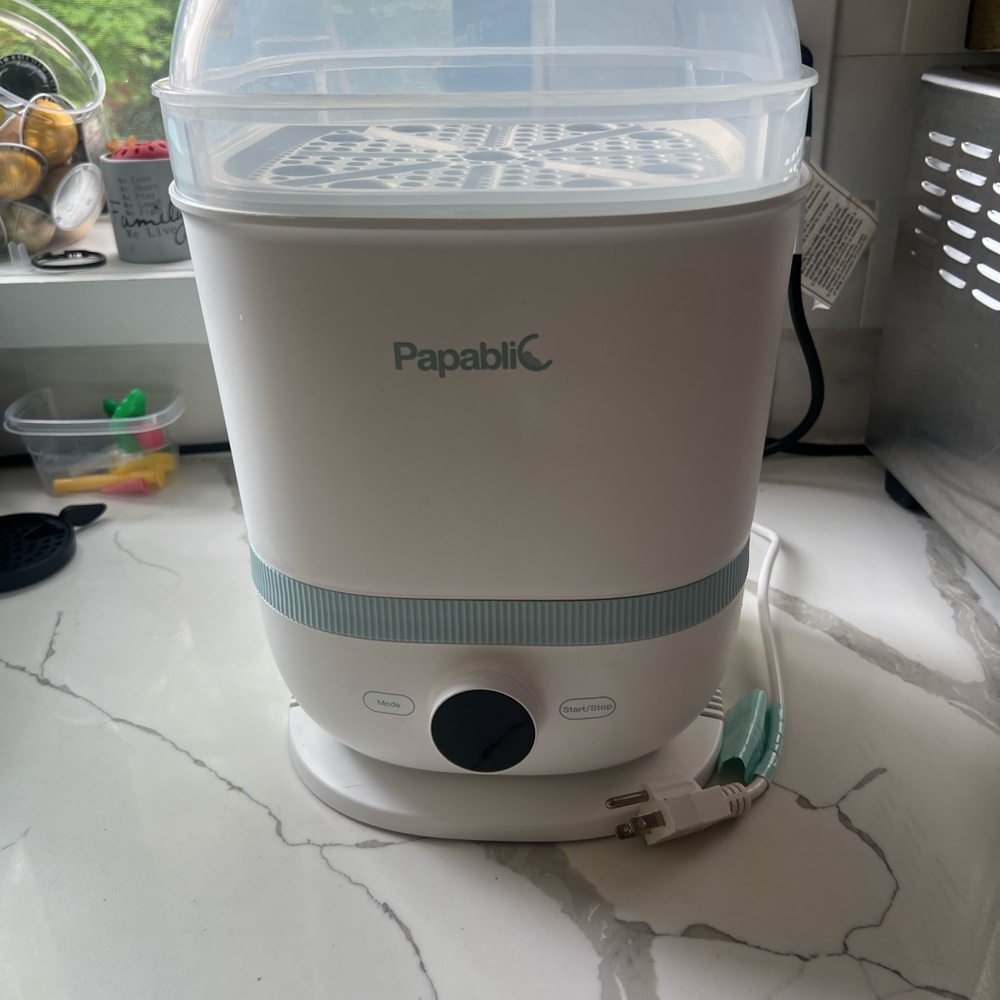 PapiBli White and Blue Baby Bottle Sterilizer